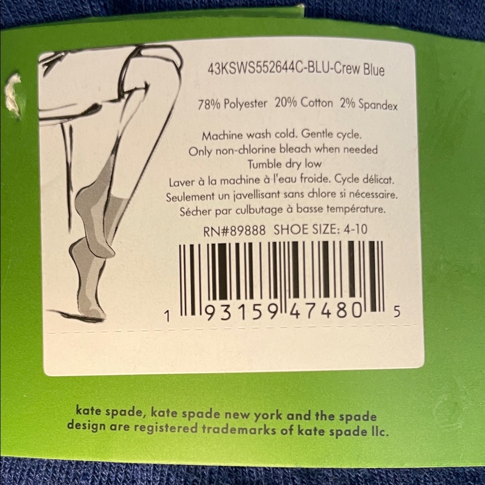 kate spade Crew Socks with Black Spade Motif - Picture 5 of 5
